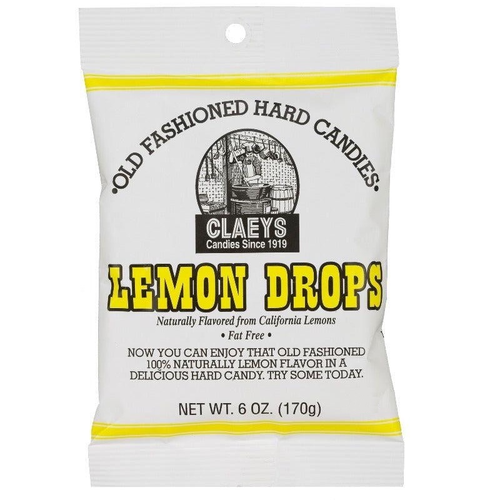 Package of Claeys Lemon Drops hard candies.