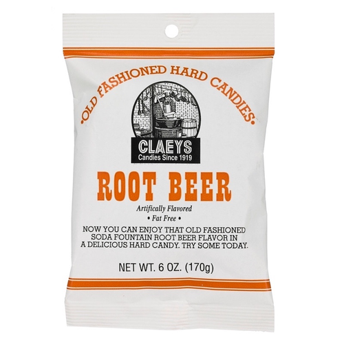 Package of Claeys Old Fashioned Hard Candies Root Beer.