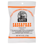 Claeys Sassafras hard candy package.