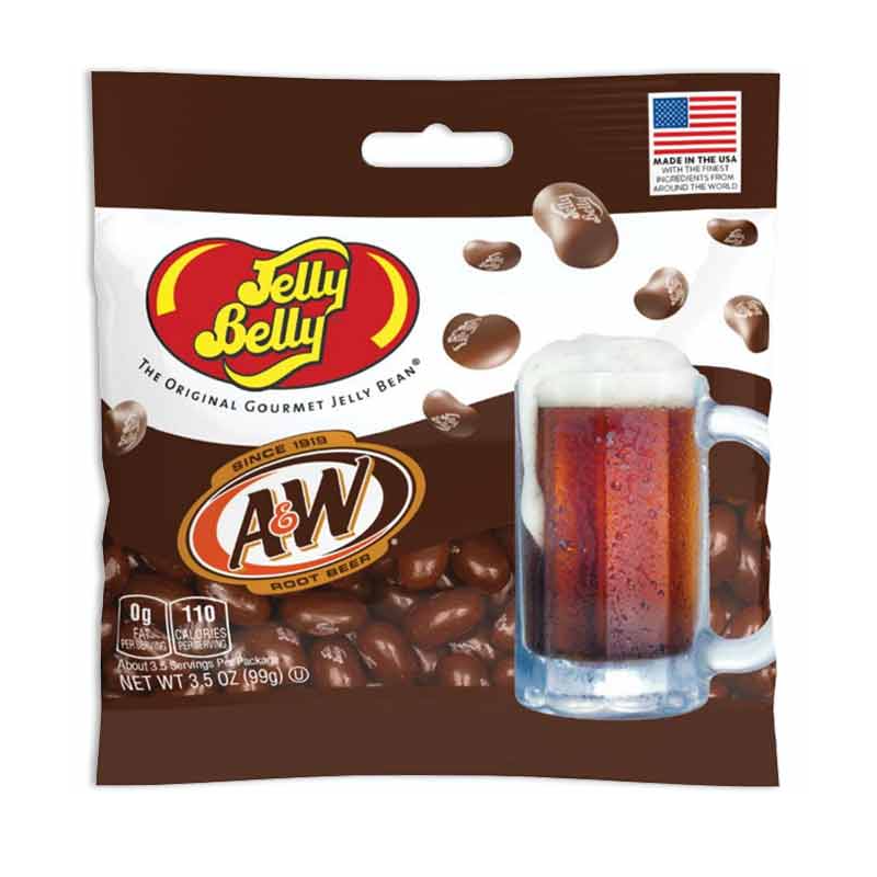 Jelly Belly A&W Root Beer jelly beans.
