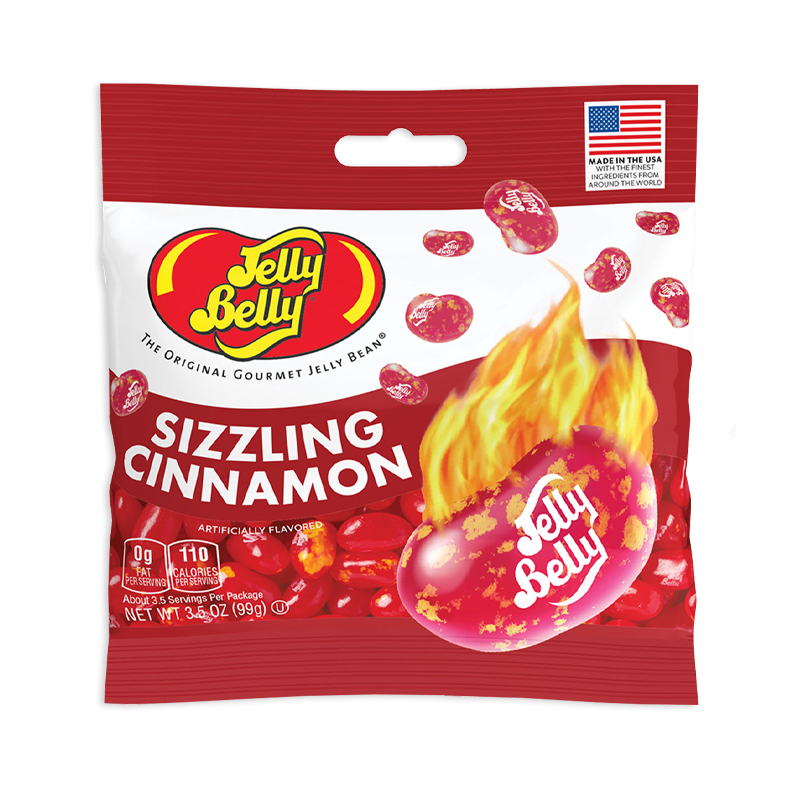 Jelly Belly Sizzling cinnamon jelly beans.
