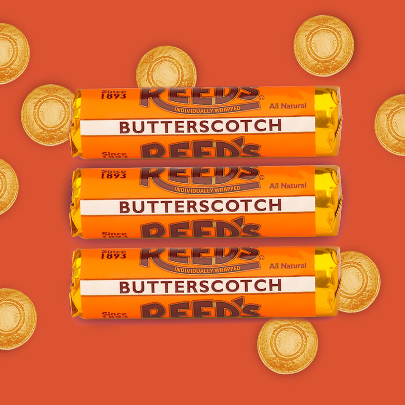 Reed's Butterscotch hard candy 3 rolls.