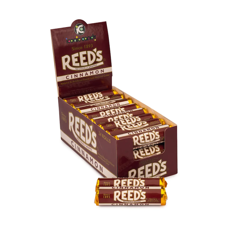 Reed's Cinnamon hard candy box.