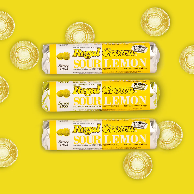 Regal Crown Sour Lemon hard candy 3 rolls.