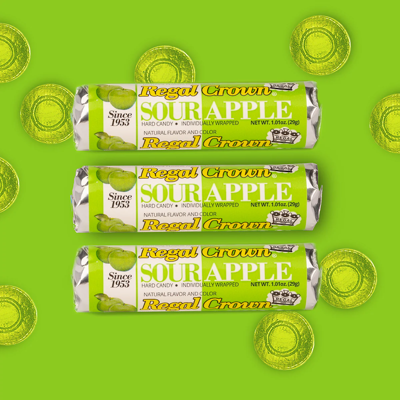 Regal Crown Sour Apple hard candy 3 rolls.